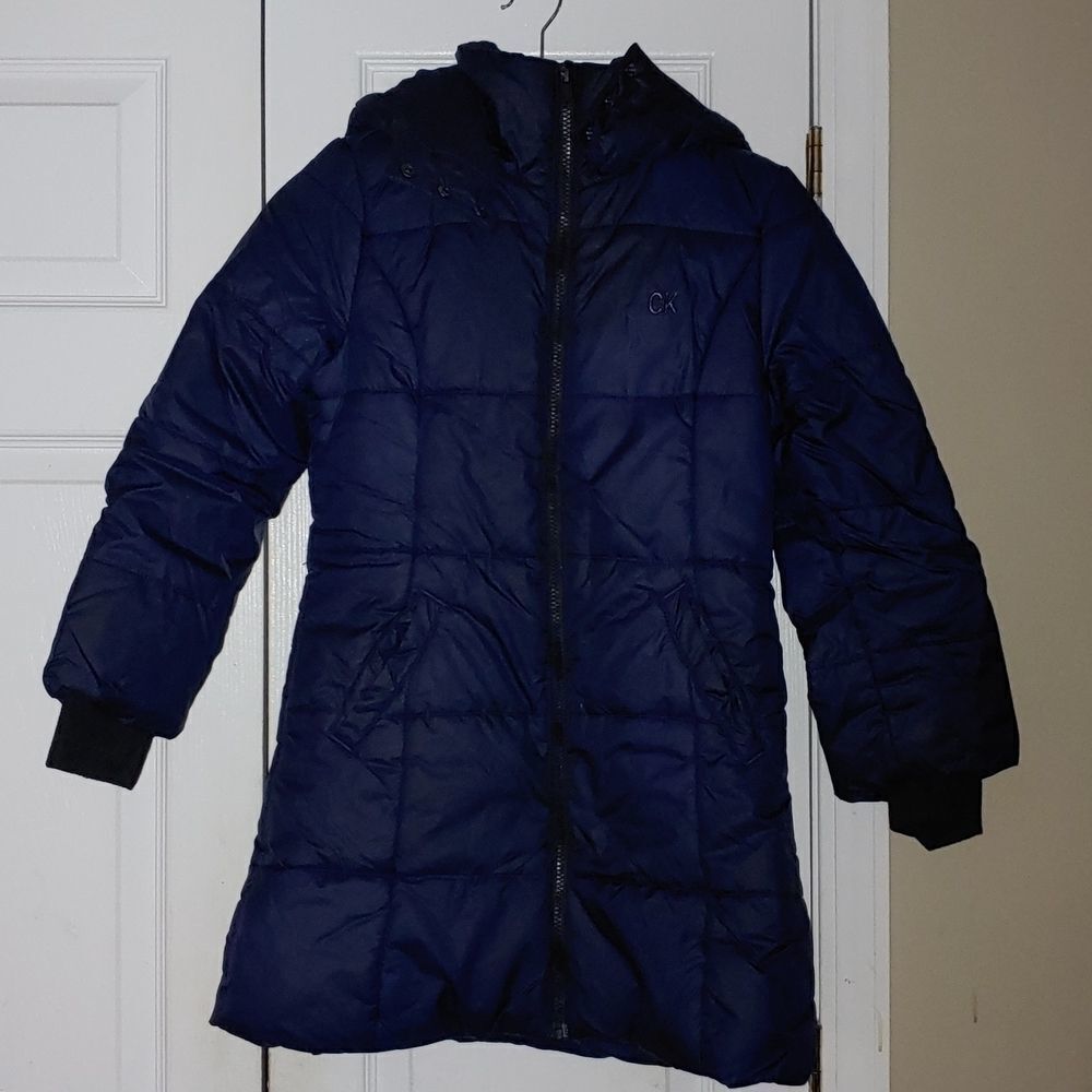 Calvin Klein Jeans girls  hooded  navy puffer jacket Sz M (8/10)
